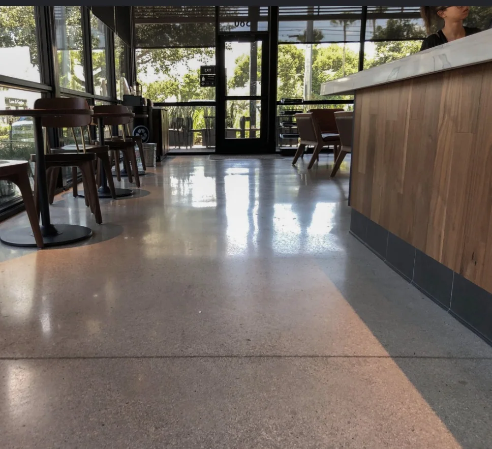 Polished concrete floor in a residential living area