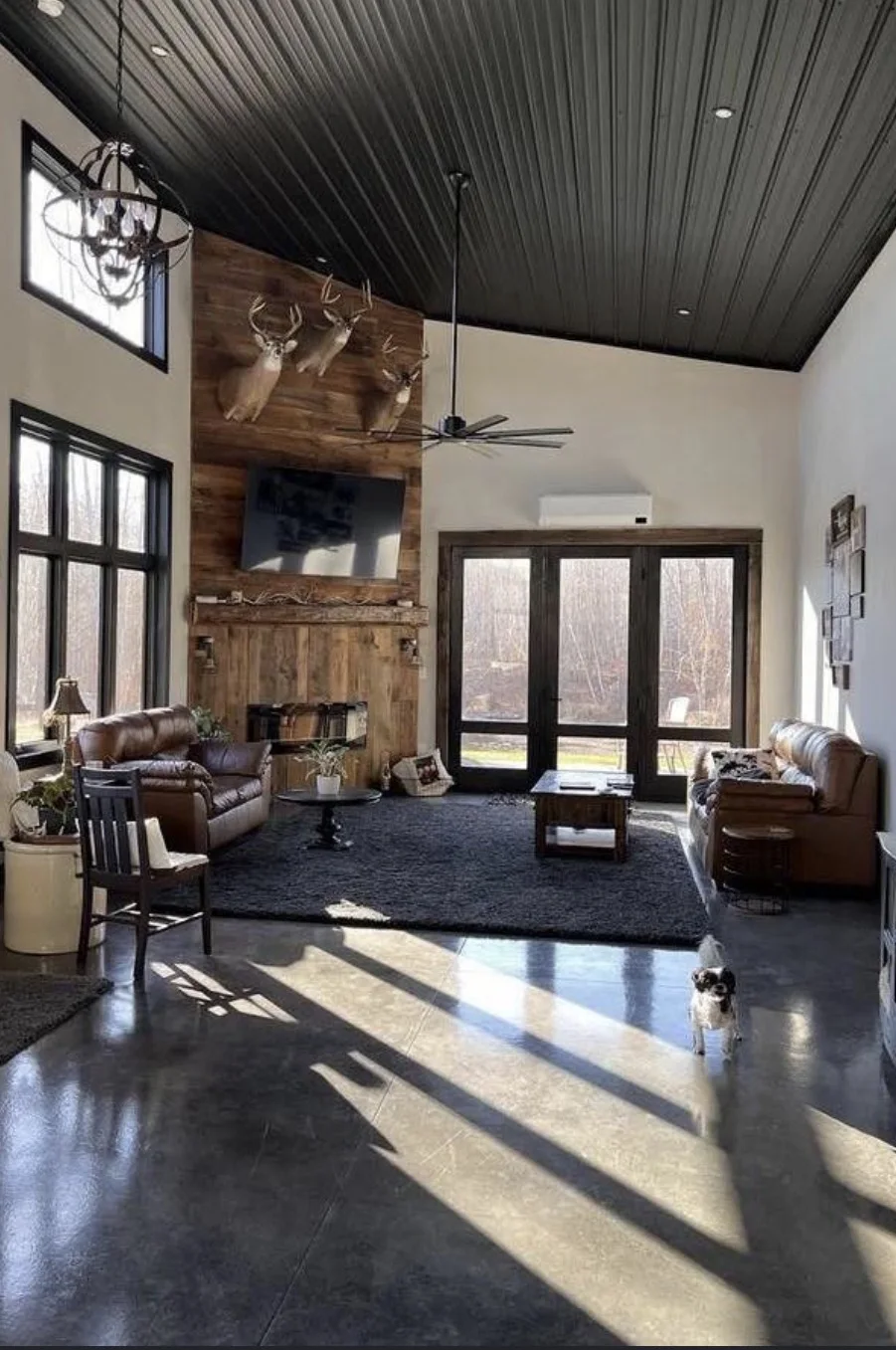 Polished concrete floor in a home living space