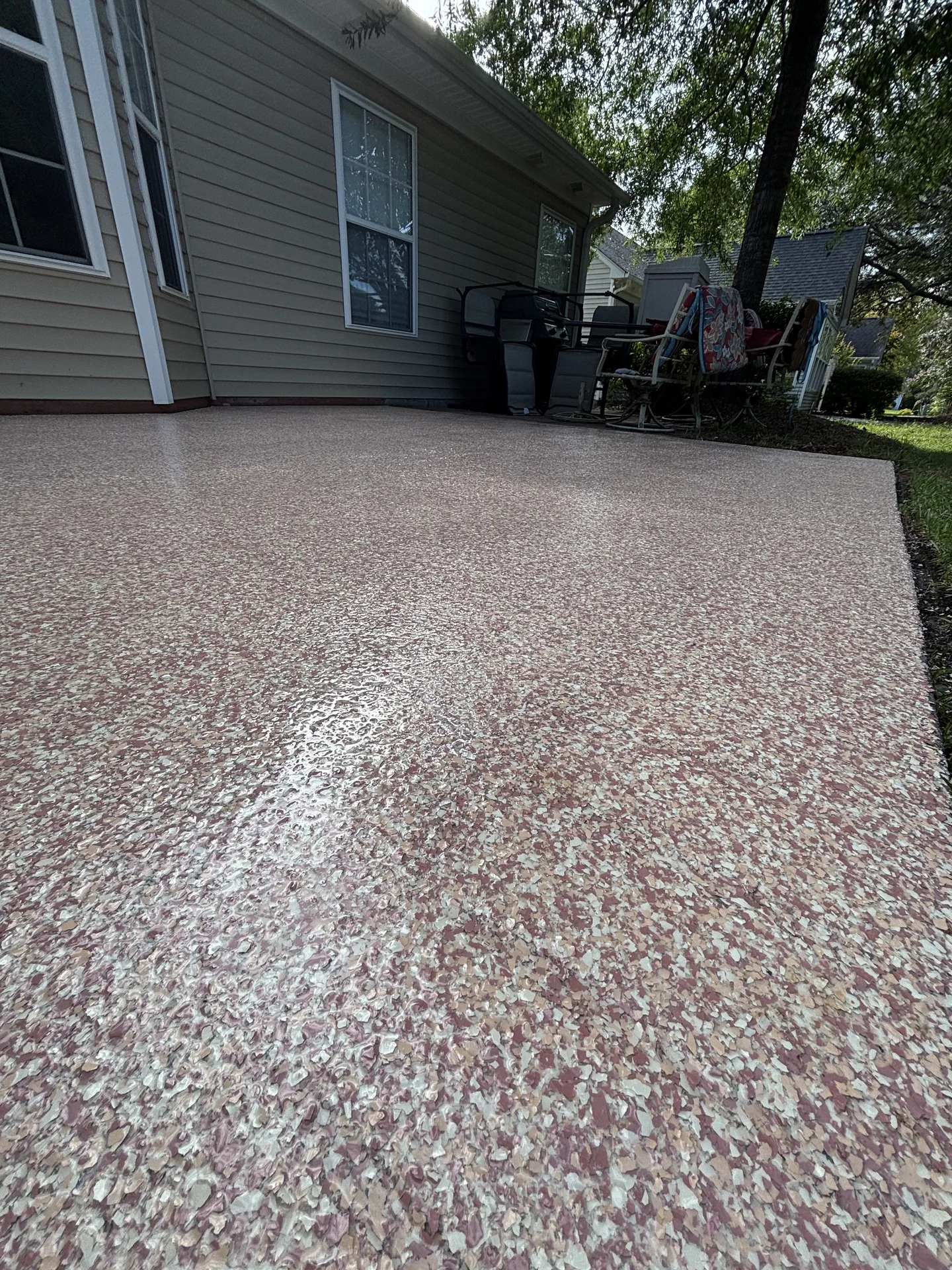 Decorative coated residential patio